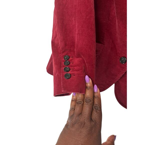 Talbots Blazer Burgundy Corduroy Office Work Career Business Size 14 Petite - Picture 8 of 13